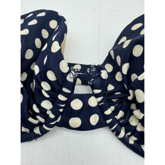 J.Crew Womens Strapless Bikini Top Swimwear Size 3B Navy Cream Polka Dot Padded - Picture 6 of 9